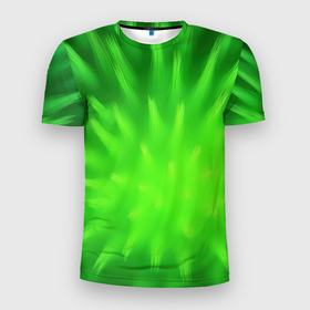 Мужская футболка 3D Slim с принтом Зеленый    взрыв в Кировске, 100% полиэстер с улучшенными характеристиками | приталенный силуэт, круглая горловина, широкие плечи, сужается к линии бедра | 