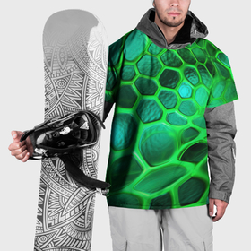 Накидка на куртку 3D с принтом Зеленые   неоновые соты в Белгороде, 100% полиэстер |  | 