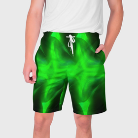 Мужские шорты 3D с принтом Black  green   abstract ,  полиэстер 100% | прямой крой, два кармана без застежек по бокам. Мягкая трикотажная резинка на поясе, внутри которой широкие завязки. Длина чуть выше колен | 