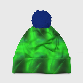Шапка 3D c помпоном с принтом Black  green   abstract , 100% полиэстер | универсальный размер, печать по всей поверхности изделия | 