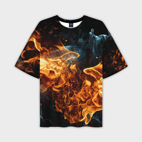 Мужская футболка oversize 3D с принтом Пламя огня фон в Петрозаводске,  |  | Тематика изображения на принте: 