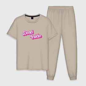 Мужская пижама хлопок с принтом Dead inside   barbie style в Кировске, 100% хлопок | брюки и футболка прямого кроя, без карманов, на брюках мягкая резинка на поясе и по низу штанин
 | 