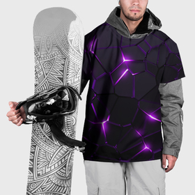 Накидка на куртку 3D с принтом Неоновые плиты с фиолетовым свечением в Санкт-Петербурге, 100% полиэстер |  | 