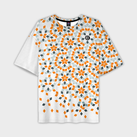 Мужская футболка oversize 3D с принтом Плитки Пенроуза в оранжево серой палитре в Курске,  |  | Тематика изображения на принте: 