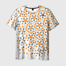 Мужская футболка 3D с принтом Плитки Пенроуза в оранжево серой палитре в Курске, 100% полиэфир | прямой крой, круглый вырез горловины, длина до линии бедер | Тематика изображения на принте: 