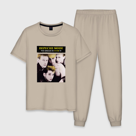 Мужская пижама хлопок с принтом Depeche Mode   The singles 81 85 в Санкт-Петербурге, 100% хлопок | брюки и футболка прямого кроя, без карманов, на брюках мягкая резинка на поясе и по низу штанин
 | 