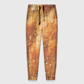Мужские брюки 3D с принтом Хлеб с кунжутом в Петрозаводске, 100% полиэстер | манжеты по низу, эластичный пояс регулируется шнурком, по бокам два кармана без застежек, внутренняя часть кармана из мелкой сетки | 