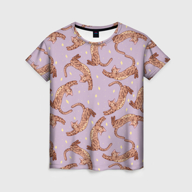 Женская футболка 3D с принтом Котята и звёзды в Курске, 100% полиэфир ( синтетическое хлопкоподобное полотно) | прямой крой, круглый вырез горловины, длина до линии бедер | 