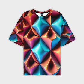 Мужская футболка oversize 3D с принтом Разноцветные объёмные ромбы узор ,  |  | 