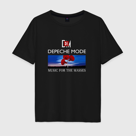 Мужская футболка хлопок Oversize с принтом Depeche Mode   Music for the Masses logo в Белгороде, 100% хлопок | свободный крой, круглый ворот, “спинка” длиннее передней части | 