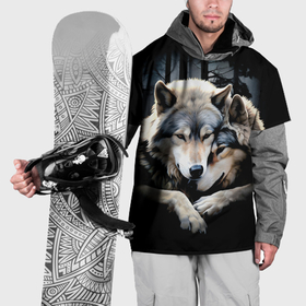 Накидка на куртку 3D с принтом Волки   молодая семья в Новосибирске, 100% полиэстер |  | Тематика изображения на принте: 