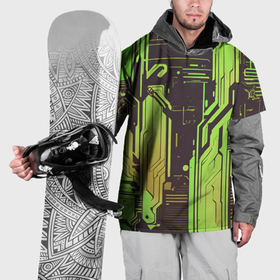 Накидка на куртку 3D с принтом Кибер схемы кислотно зелёные в Екатеринбурге, 100% полиэстер |  | 