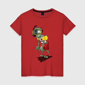 Женская футболка хлопок с принтом Зомби аквалангист в Тюмени, 100% хлопок | прямой крой, круглый вырез горловины, длина до линии бедер, слегка спущенное плечо | 