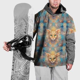 Накидка на куртку 3D с принтом Мордашка котика узор в Курске, 100% полиэстер |  | 