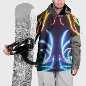 Накидка на куртку 3D с принтом Зеркальный неоновый паттерн    нейросеть в Тюмени, 100% полиэстер |  | Тематика изображения на принте: 