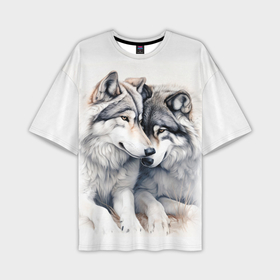Мужская футболка oversize 3D с принтом Волчья дружная семья ,  |  | 