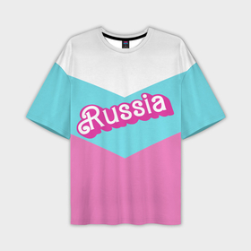 Мужская футболка oversize 3D с принтом Russia   barbie style в Новосибирске,  |  | 
