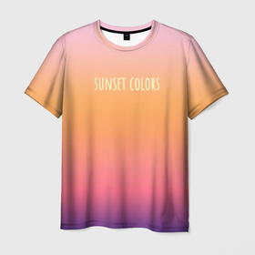 Мужская футболка 3D с принтом Sunset colors градиент , 100% полиэфир | прямой крой, круглый вырез горловины, длина до линии бедер | Тематика изображения на принте: 