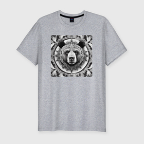 Мужская футболка хлопок Slim с принтом Мандала медведь в Курске, 92% хлопок, 8% лайкра | приталенный силуэт, круглый вырез ворота, длина до линии бедра, короткий рукав | 