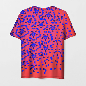Мужская футболка 3D с принтом Мозаика Пенроуза в красно синем контрасте в Тюмени, 100% полиэфир | прямой крой, круглый вырез горловины, длина до линии бедер | 