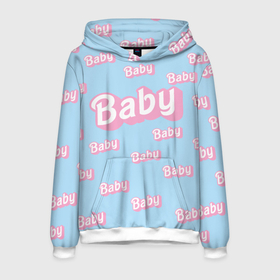 Мужская толстовка 3D с принтом Baby   Barbie style: blue pattern в Екатеринбурге, 100% полиэстер | двухслойный капюшон со шнурком для регулировки, мягкие манжеты на рукавах и по низу толстовки, спереди карман-кенгуру с мягким внутренним слоем. | 