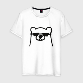 Мужская футболка хлопок с принтом Медведь в очках деловой в Санкт-Петербурге, 100% хлопок | прямой крой, круглый вырез горловины, длина до линии бедер, слегка спущенное плечо. | 