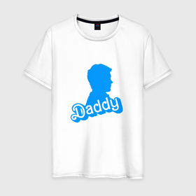Мужская футболка хлопок с принтом Папочка   силуэт Кена в Санкт-Петербурге, 100% хлопок | прямой крой, круглый вырез горловины, длина до линии бедер, слегка спущенное плечо. | 
