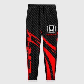 Мужские брюки 3D с принтом Honda CR V   красный и карбон в Екатеринбурге, 100% полиэстер | манжеты по низу, эластичный пояс регулируется шнурком, по бокам два кармана без застежек, внутренняя часть кармана из мелкой сетки | 