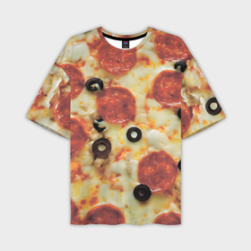 Мужская футболка oversize 3D с принтом Пицца с оливками ,  |  | Тематика изображения на принте: 