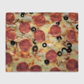 Плед 3D с принтом Пицца с оливками в Курске, 100% полиэстер | закругленные углы, все края обработаны. Ткань не мнется и не растягивается | 