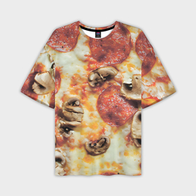 Мужская футболка oversize 3D с принтом Пицца с грибами в Тюмени,  |  | 