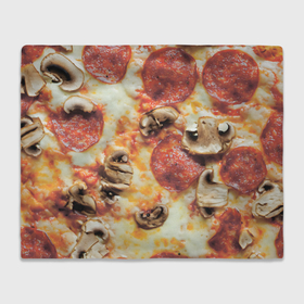Плед 3D с принтом Пицца с грибами в Курске, 100% полиэстер | закругленные углы, все края обработаны. Ткань не мнется и не растягивается | 
