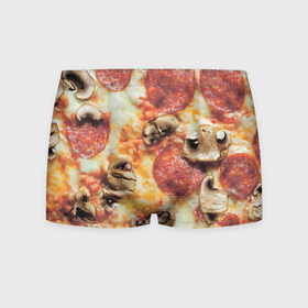 Мужские трусы 3D с принтом Пицца с грибами в Тюмени, 50% хлопок, 50% полиэстер | классическая посадка, на поясе мягкая тканевая резинка | 