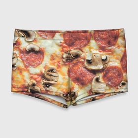 Мужские купальные плавки 3D с принтом Пицца с грибами в Тюмени, Полиэстер 85%, Спандекс 15% |  | 