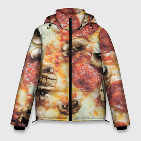 Мужская зимняя куртка 3D с принтом Пицца с грибами в Тюмени, верх — 100% полиэстер; подкладка — 100% полиэстер; утеплитель — 100% полиэстер | длина ниже бедра, свободный силуэт Оверсайз. Есть воротник-стойка, отстегивающийся капюшон и ветрозащитная планка. 

Боковые карманы с листочкой на кнопках и внутренний карман на молнии. | 