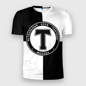 Мужская футболка 3D Slim с принтом ФК Торпедо в Тюмени, 100% полиэстер с улучшенными характеристиками | приталенный силуэт, круглая горловина, широкие плечи, сужается к линии бедра | Тематика изображения на принте: 