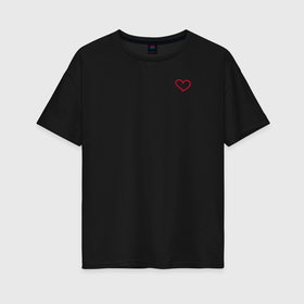 Женская футболка хлопок Oversize с принтом Маленькое сердечко в Кировске, 100% хлопок | свободный крой, круглый ворот, спущенный рукав, длина до линии бедер
 | 