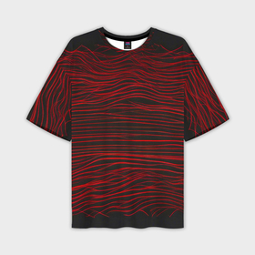 Мужская футболка oversize 3D с принтом Красные горизонтальные полосы на черном фоне в Курске,  |  | 