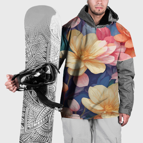 Накидка на куртку 3D с принтом Водянная лилия лотосы  кувшинки в Новосибирске, 100% полиэстер |  | 