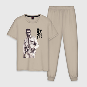 Мужская пижама хлопок с принтом Depeche Mode   Dave Gahan Pistols , 100% хлопок | брюки и футболка прямого кроя, без карманов, на брюках мягкая резинка на поясе и по низу штанин
 | 