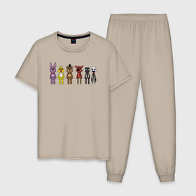 Мужская пижама хлопок с принтом FNAF команда , 100% хлопок | брюки и футболка прямого кроя, без карманов, на брюках мягкая резинка на поясе и по низу штанин
 | 