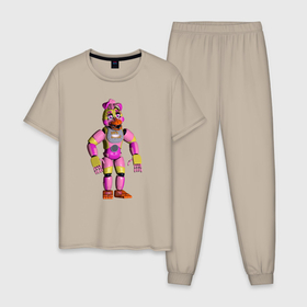 Мужская пижама хлопок с принтом Фантайм Чика в Екатеринбурге, 100% хлопок | брюки и футболка прямого кроя, без карманов, на брюках мягкая резинка на поясе и по низу штанин
 | 