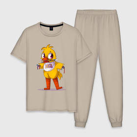 Мужская пижама хлопок с принтом Кавайная Чика в Курске, 100% хлопок | брюки и футболка прямого кроя, без карманов, на брюках мягкая резинка на поясе и по низу штанин
 | 