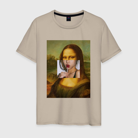 Мужская футболка хлопок с принтом Лиза с чупа чупсом в Санкт-Петербурге, 100% хлопок | прямой крой, круглый вырез горловины, длина до линии бедер, слегка спущенное плечо. | 