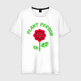 Мужская футболка хлопок с принтом Человек растение в Тюмени, 100% хлопок | прямой крой, круглый вырез горловины, длина до линии бедер, слегка спущенное плечо. | 