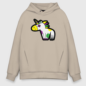 Мужское худи Oversize хлопок с принтом Little unicorn в Новосибирске, френч-терри — 70% хлопок, 30% полиэстер. Мягкий теплый начес внутри —100% хлопок | боковые карманы, эластичные манжеты и нижняя кромка, капюшон на магнитной кнопке | 