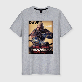 Мужская футболка хлопок Slim с принтом Tekken 8 : Raven , 92% хлопок, 8% лайкра | приталенный силуэт, круглый вырез ворота, длина до линии бедра, короткий рукав | 