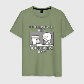 Мужская футболка хлопок с принтом Мем с айтишником в Санкт-Петербурге, 100% хлопок | прямой крой, круглый вырез горловины, длина до линии бедер, слегка спущенное плечо. | 