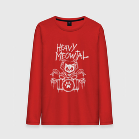 Мужской лонгслив хлопок с принтом Heavy Meowtal   кошачья музыка в Тюмени, 100% хлопок |  | 