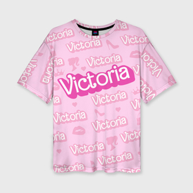 Женская футболка oversize 3D с принтом Виктория   паттерн Барби розовый ,  |  | 